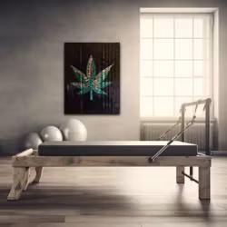 Stor handmålad tavla, Akryl på perforerad plåt - "Planta X"