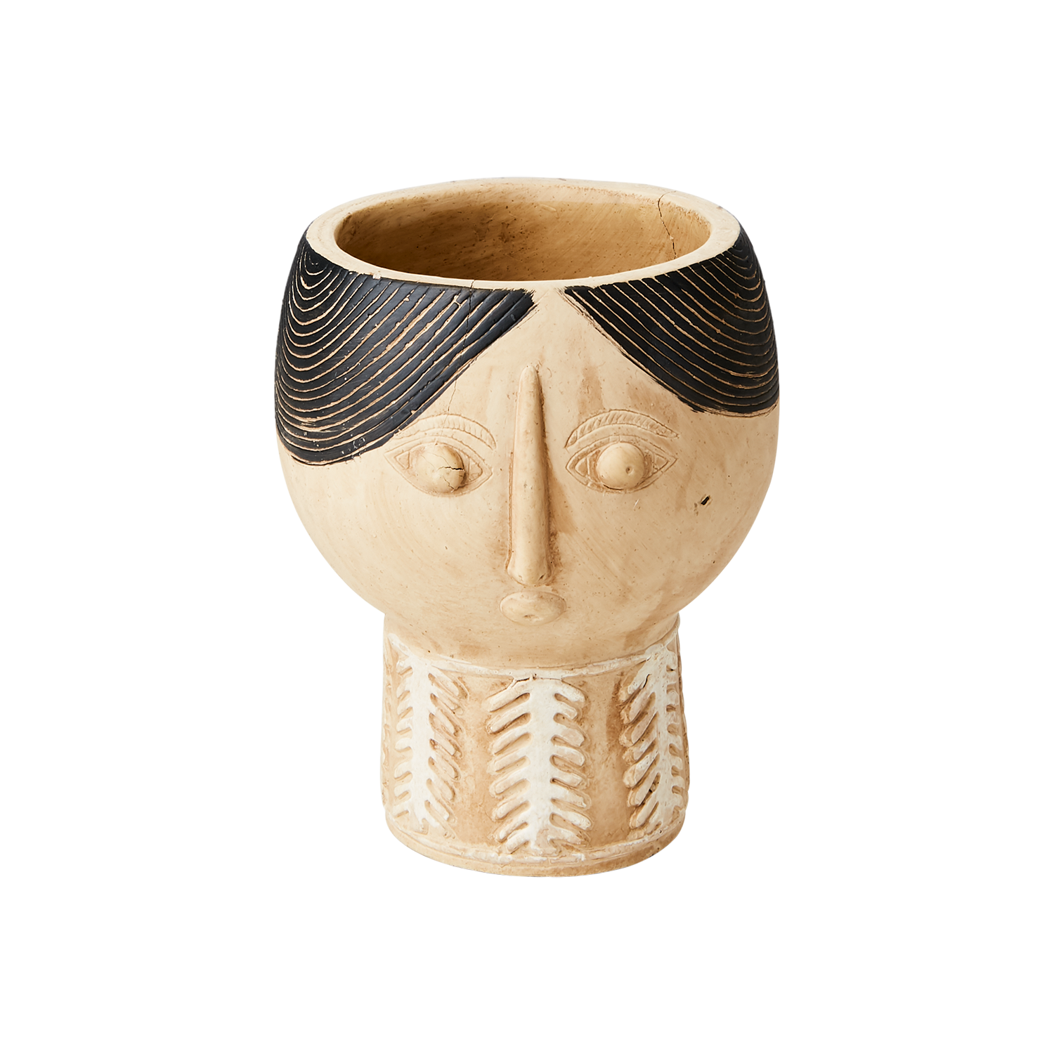 Kruka i betong, 16cm, Beige/svart