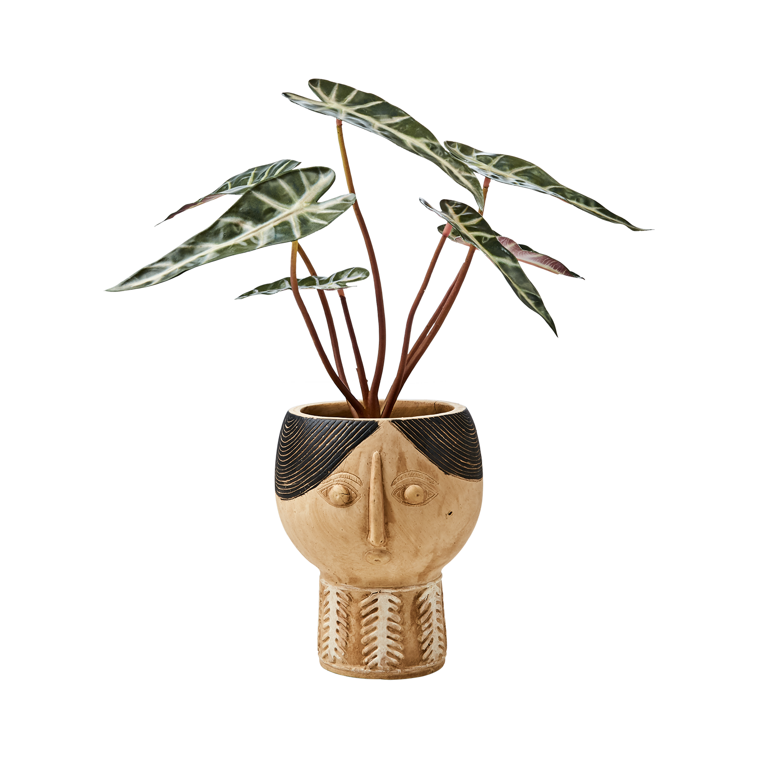 Kruka i betong, 16cm, Beige/svart