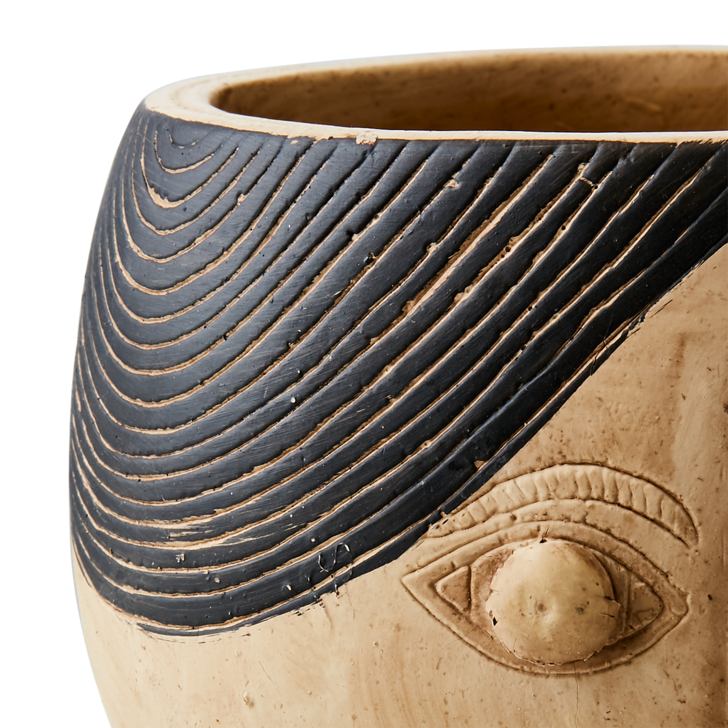 Kruka i betong, 16cm, Beige/svart