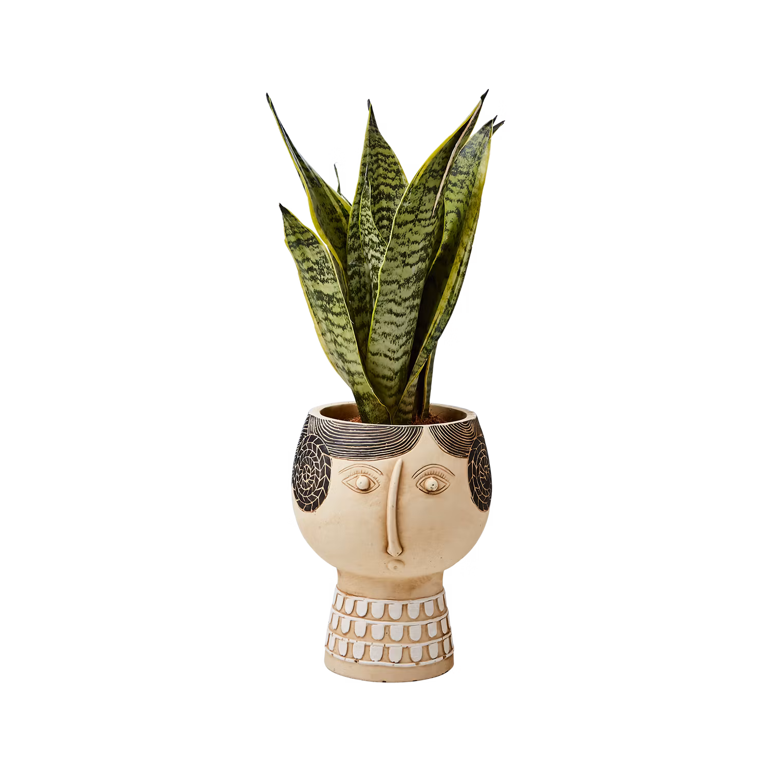 Kruka i betong, 21cm, Beige/svart