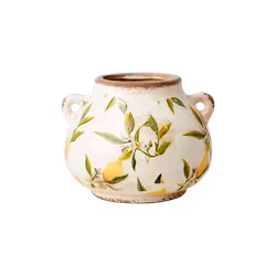 Urna i stengods, Ø18cm, Citron