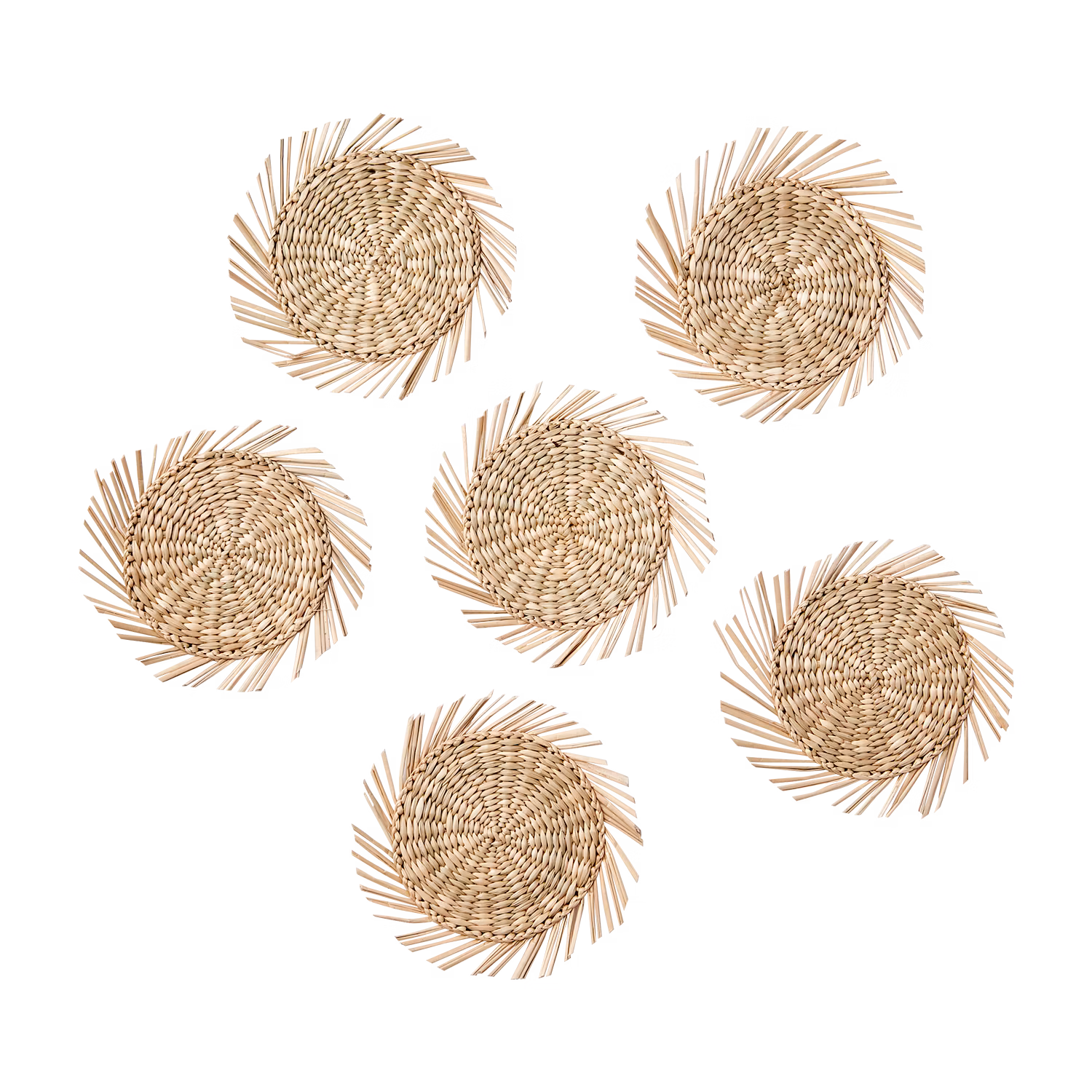 Handgjorda glasunderlägg av sjögräs, 6-pack, Natur