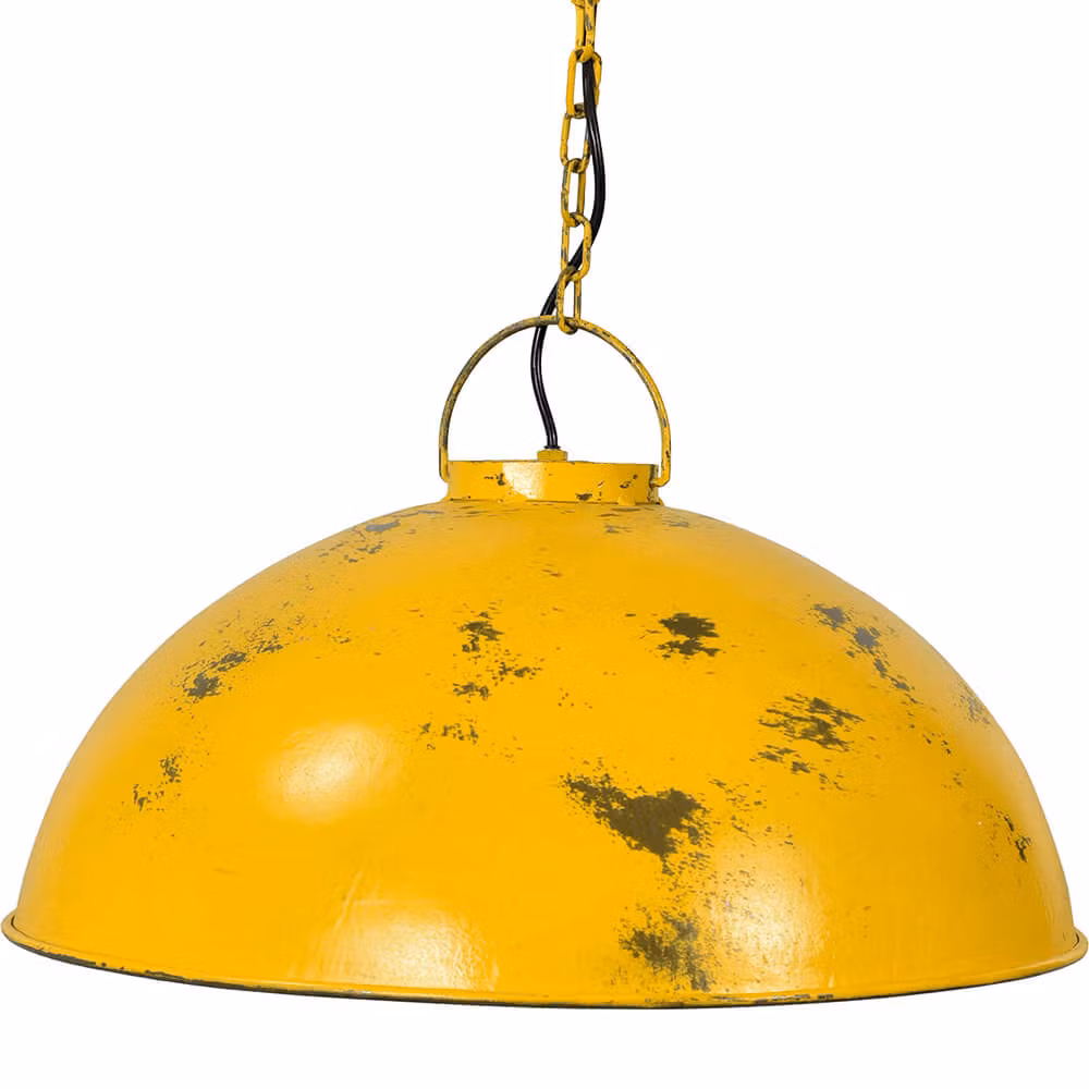 Taklampa i järn, 52cm, Antikgul