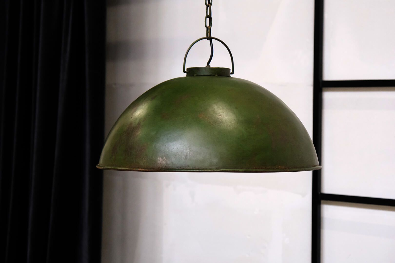 Taklampa i järn, 52cm, Antikgrön