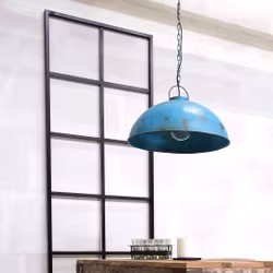 Taklampa i järn, 52cm, Antikblå