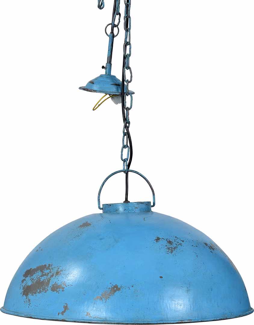 Taklampa i järn, 52cm, Antikblå