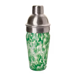 Munblåst shaker i glas och järn, Klar/grön