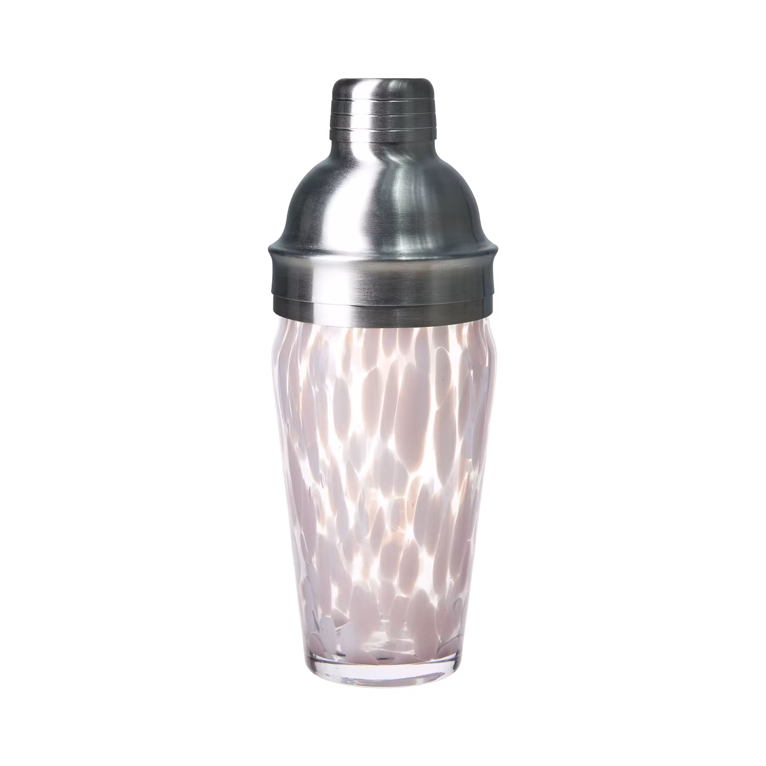 Munblåst shaker i glas och järn, Klar/rosa