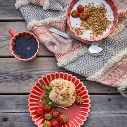 HULDA Tallrik Ø19 cm Stengods, Korallröd, 4-pack