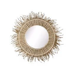 Handgjord spegel, Ø60 cm, Natur