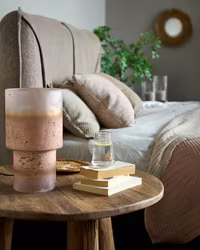 Bordslampa i glas, H35cm, Mörkrosa