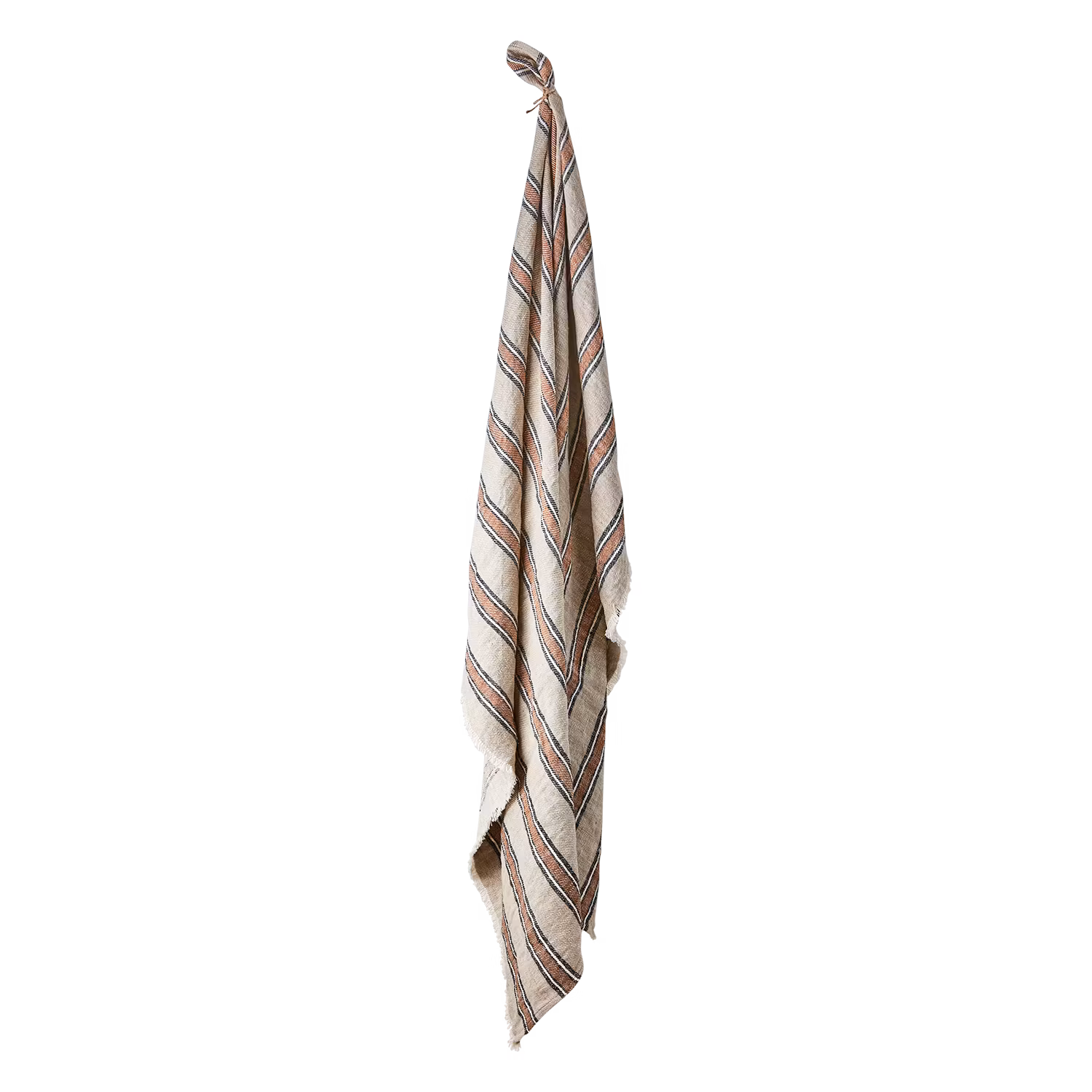 Filt i linne och bomull, 200x130cm, Beige/brun/svart