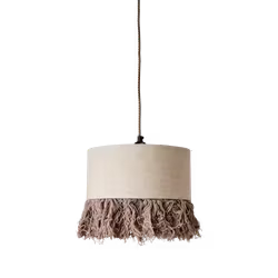 Lampskärm i järn och linne med fransar, Ø25