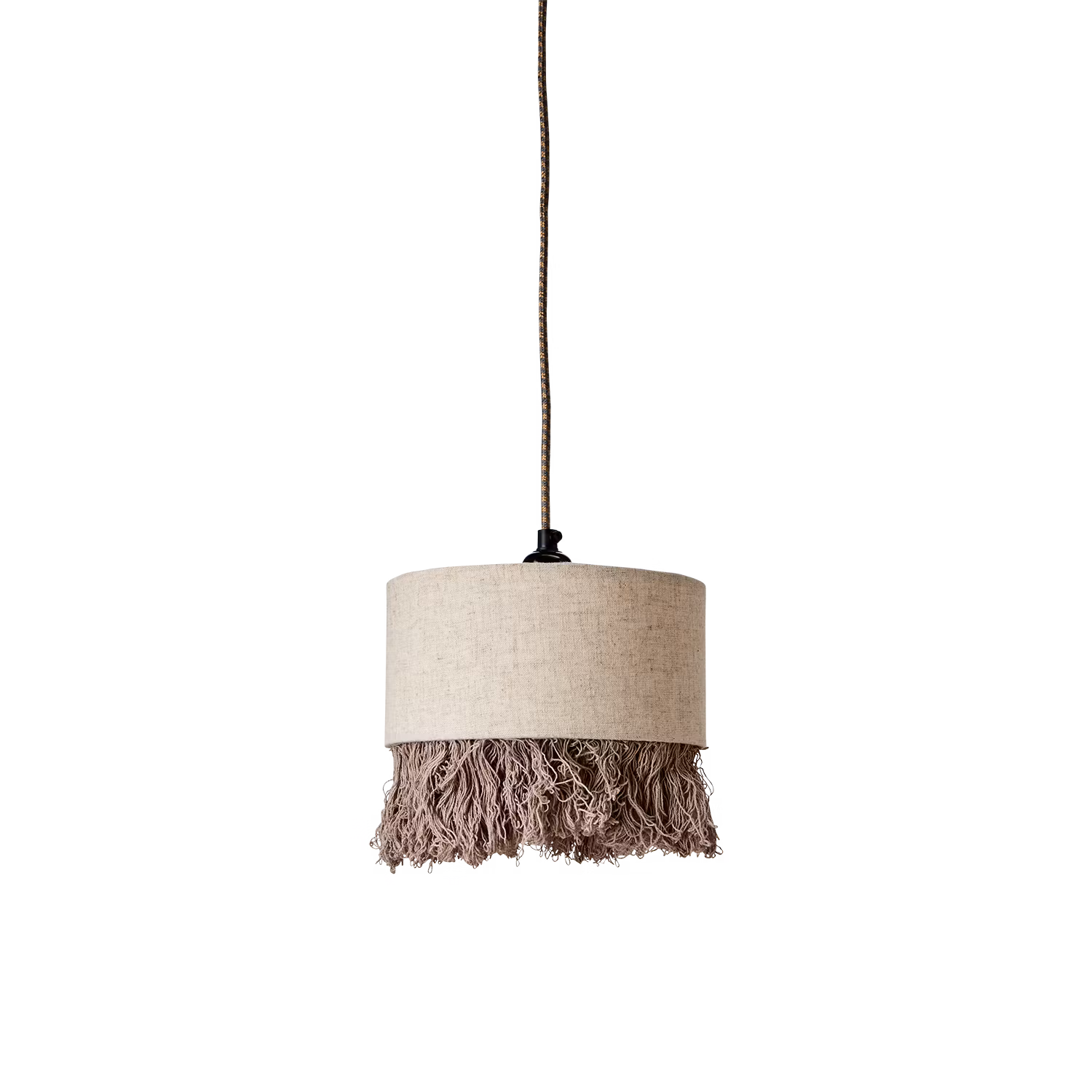 Lampskärm Ø20, Naturfärgad linne med fransar