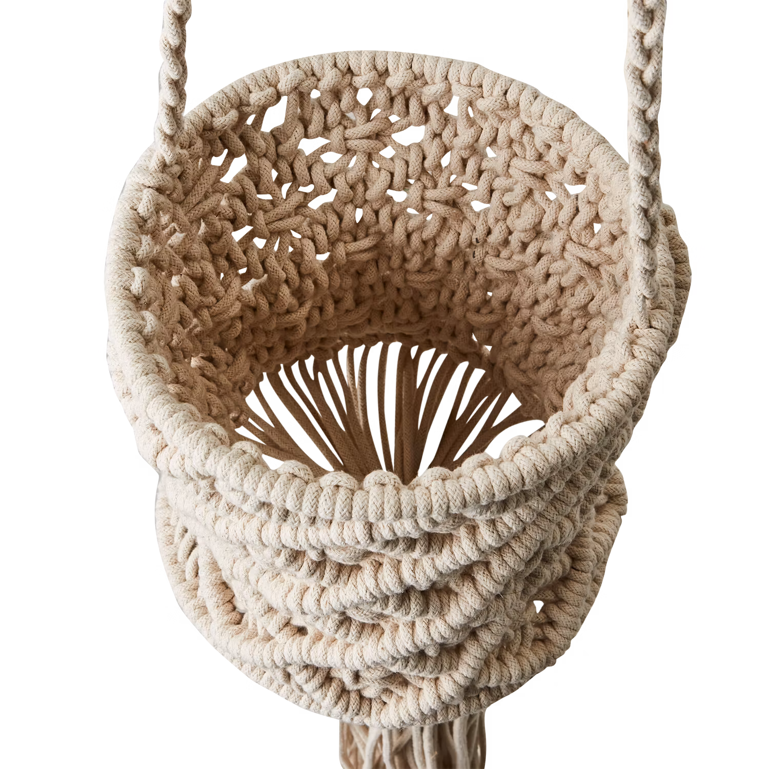 Handflätad korg/väggampel i bomull, Ø20cm