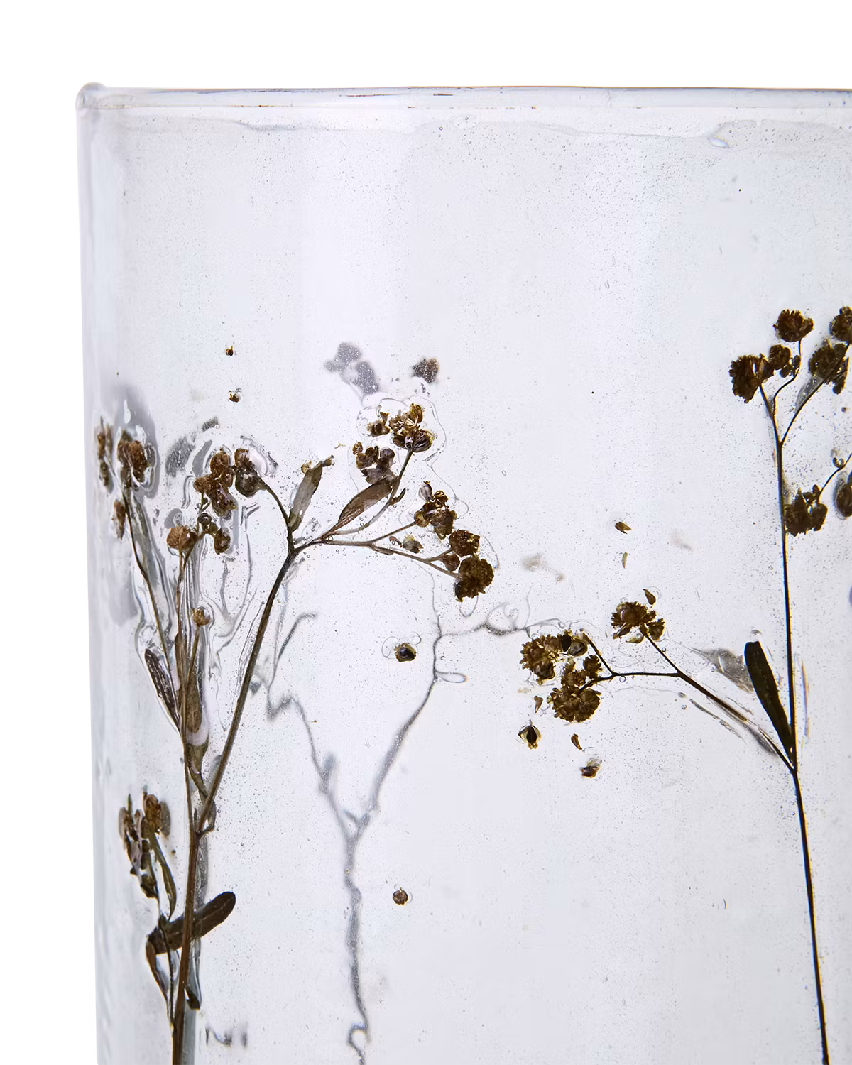 Ljushållare i glas och mangoträ med blomster