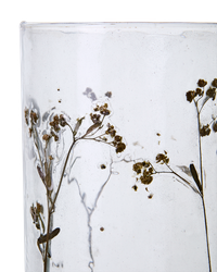 Ljushållare i glas och mangoträ med blomster