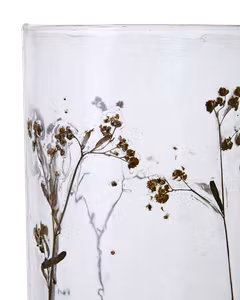 Ljushållare i glas och mangoträ med blomster