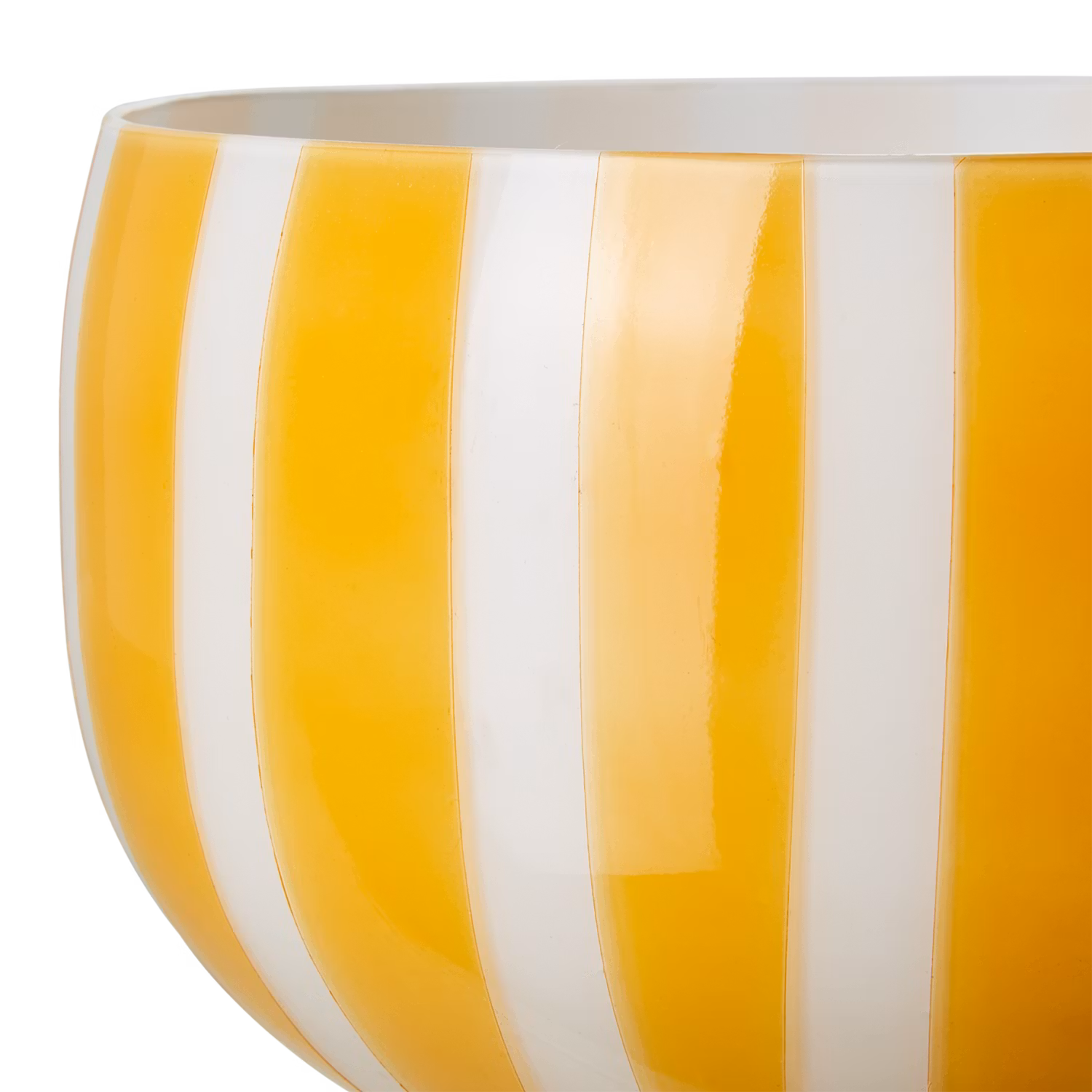 Skål på fot, glas, 19cm, Gul/vit