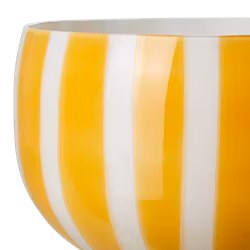 Skål på fot, glas, 19cm, Gul/vit