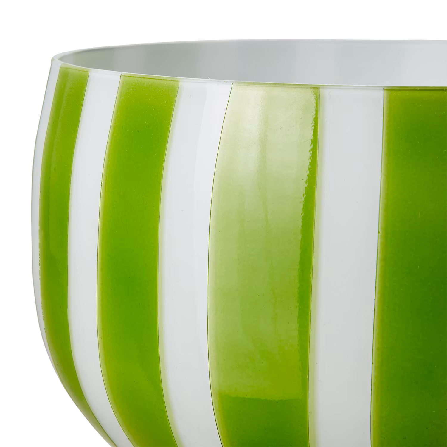 Skål på fot, glas, 19cm, Grön/vit