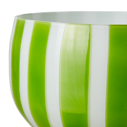 Skål på fot, glas, 19cm, Grön/vit