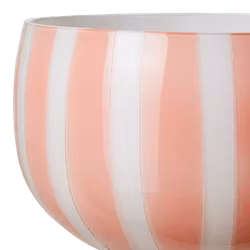 Skål på fot, glas, 19cm, Persika/vit