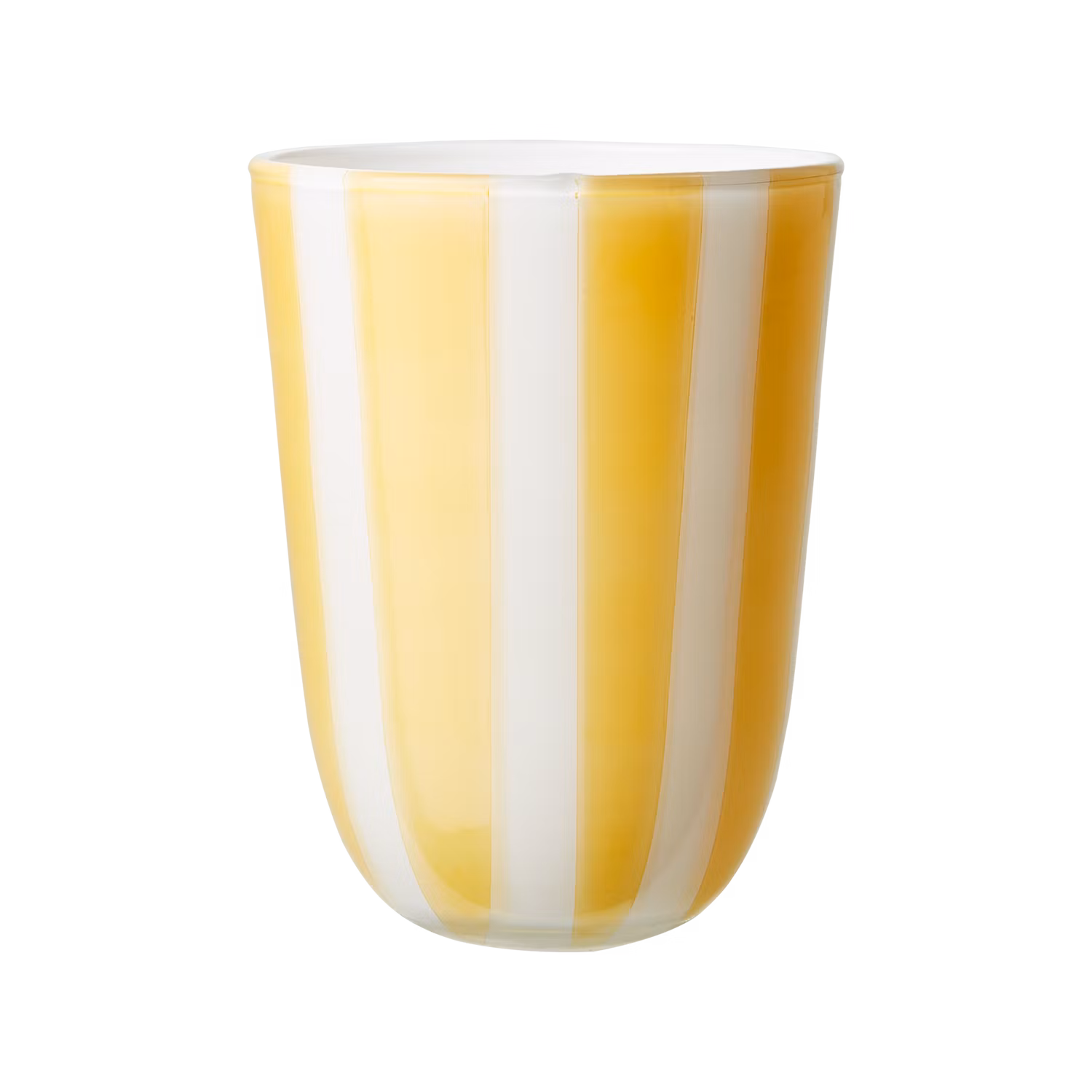 Värmeljushållare i glas, 11cm, Gul/vit