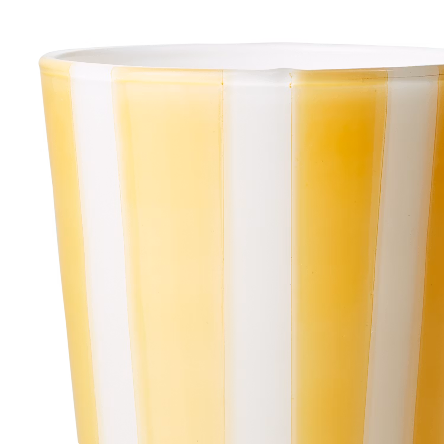 Värmeljushållare i glas, 11cm, Gul/vit