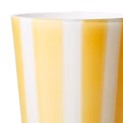 Värmeljushållare i glas, 11cm, Gul/vit