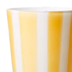 Värmeljushållare i glas, 11cm, Gul/vit