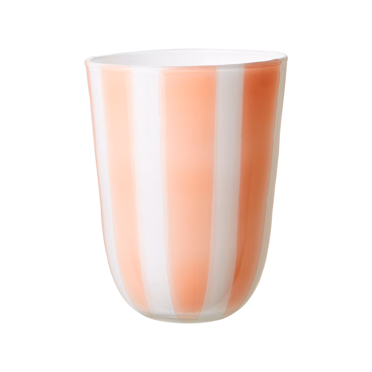 Värmeljushållare i glas, 11cm, Persika/vit