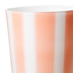 Värmeljushållare i glas, 11cm, Persika/vit