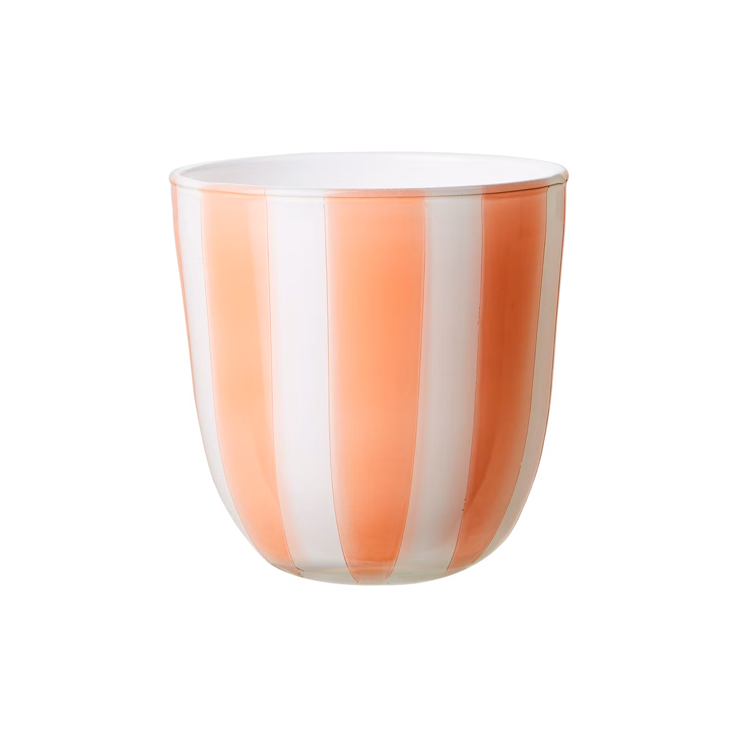 Värmeljushållare i glas, 8,5cm, Persika/vit