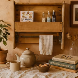 Vägghylla med järnstång