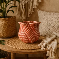 Vas i Stengods med Vriden Form, Korall