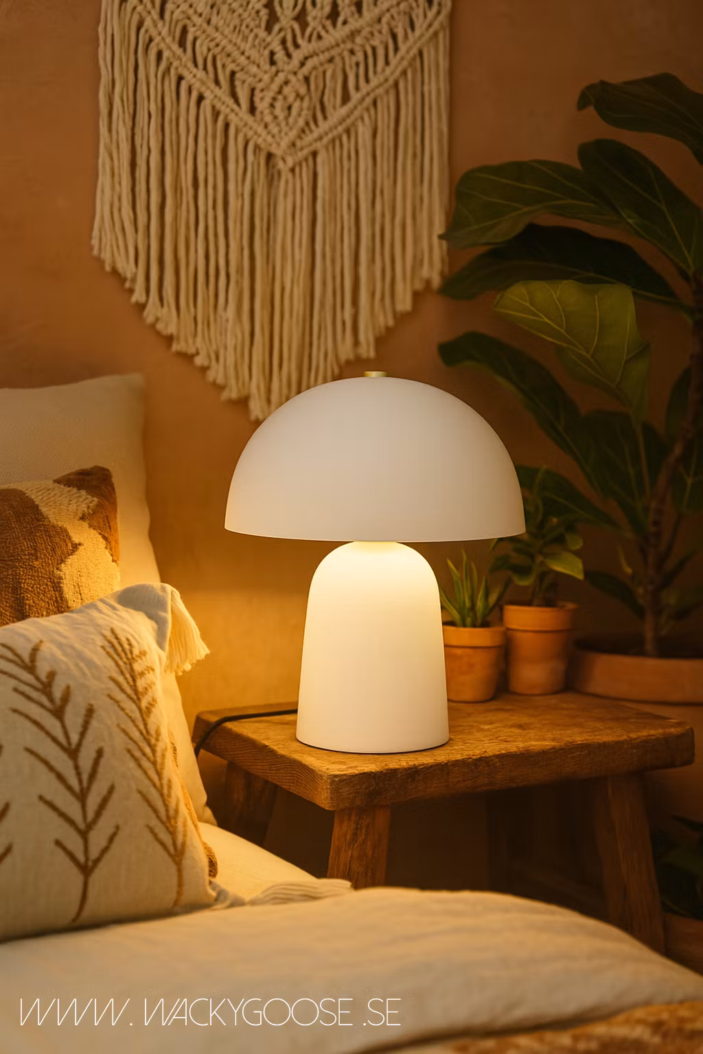 FUNGI Bordslampa, 38cm, Vit