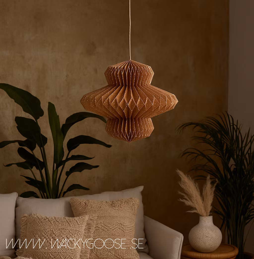 Lampskärm, Ø40, Vikbar, Brun/vit