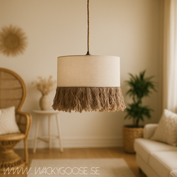 Lampskärm i järn och linne med fransar, Ø25