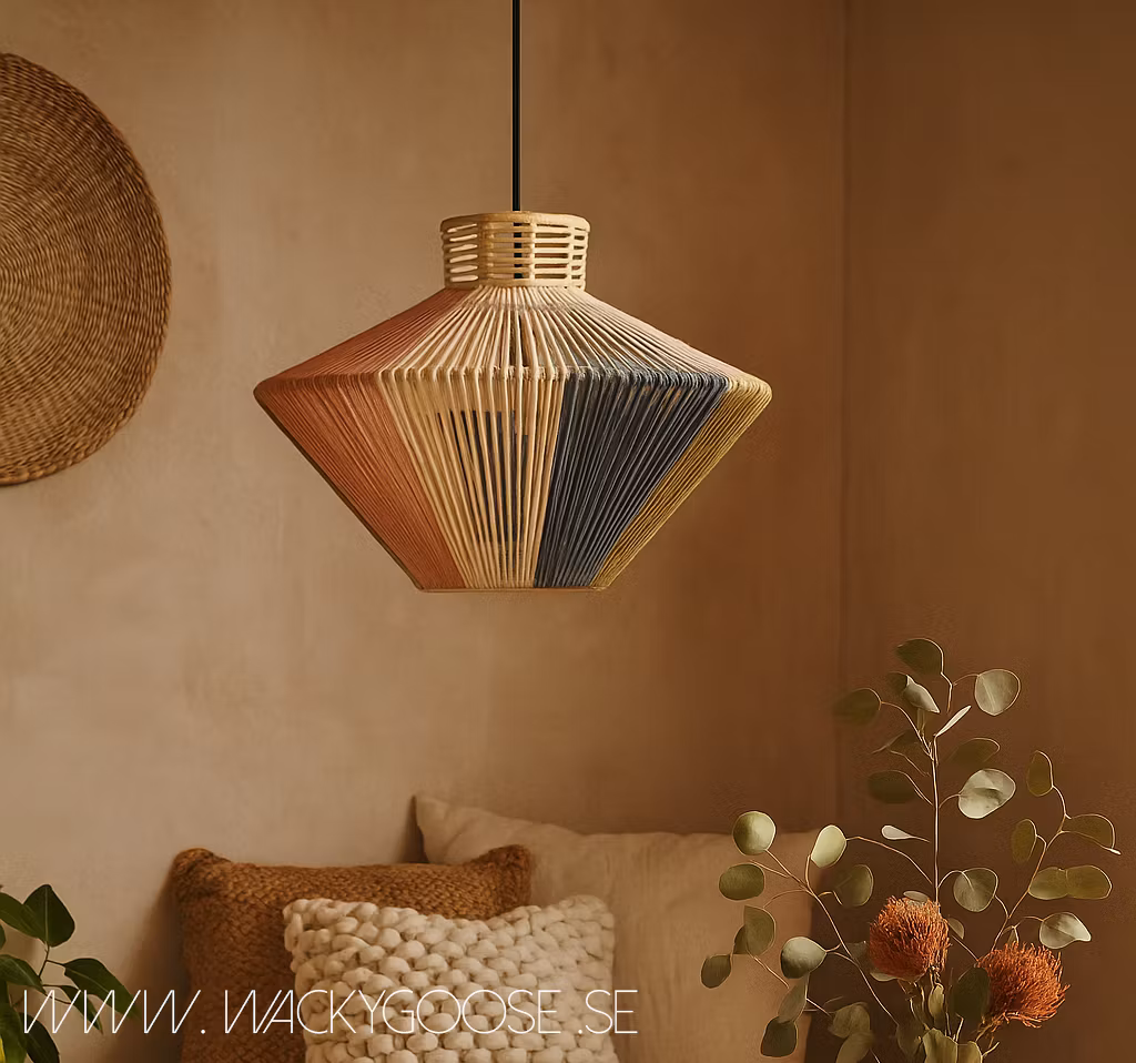 Lampskärm i järn och jute, Ø40cm, Flerfärgad