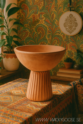 Handgjord skål i lera, Ø32cm, Natur