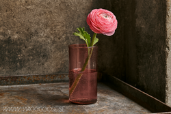 Munblåst Vas av återvunnet glas, Rosa 17cm