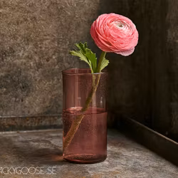 Munblåst Vas av återvunnet glas, Rosa 17cm