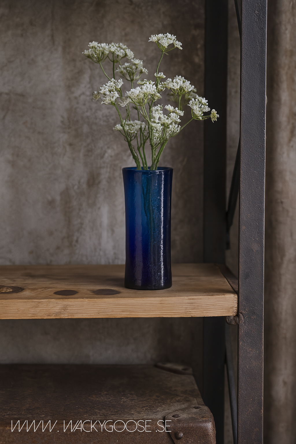 Munblåst Vas av återvunnet glas, Blå 17cm