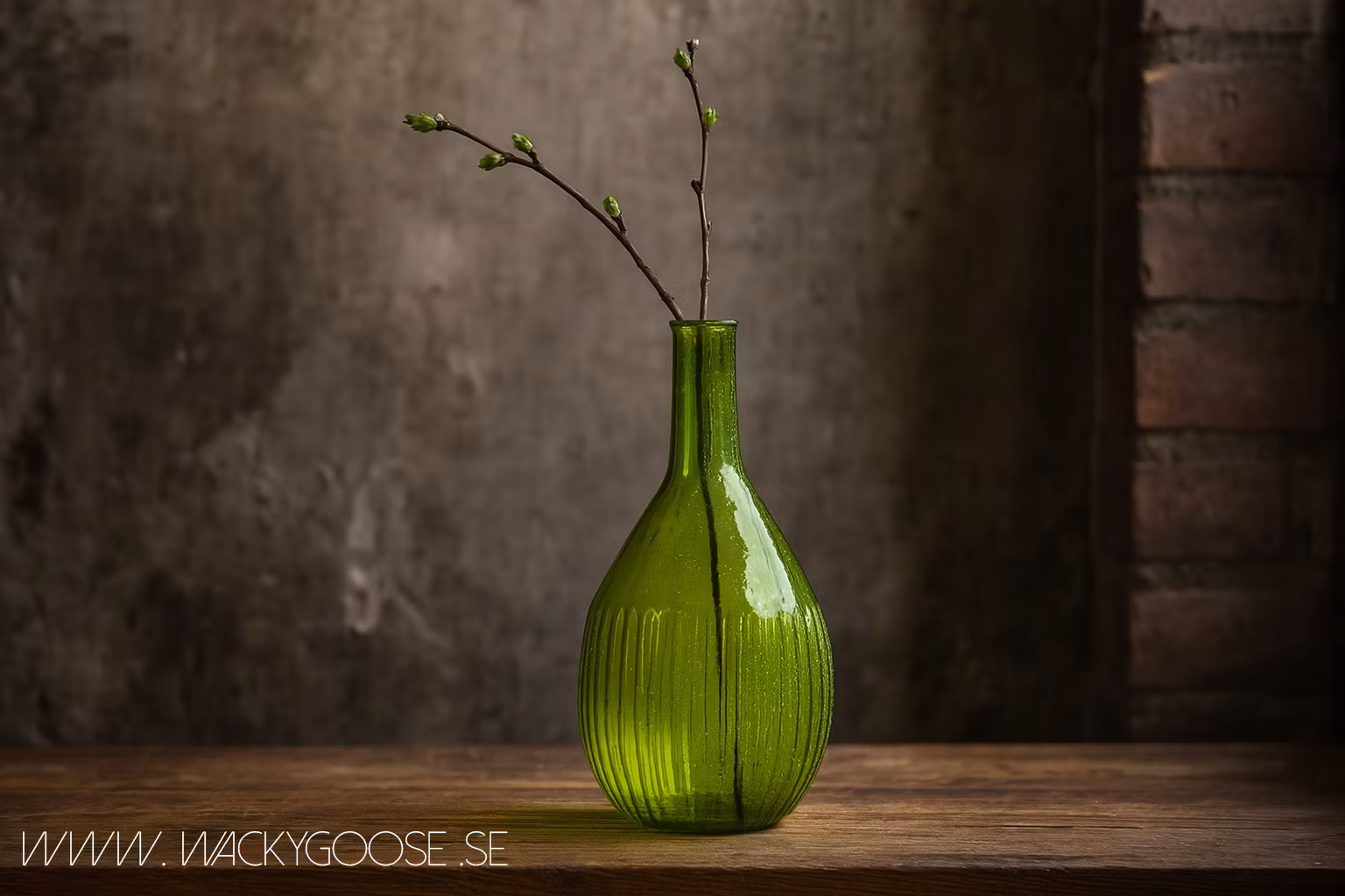 Munblåst Vas av Återbrukat glas, Grön