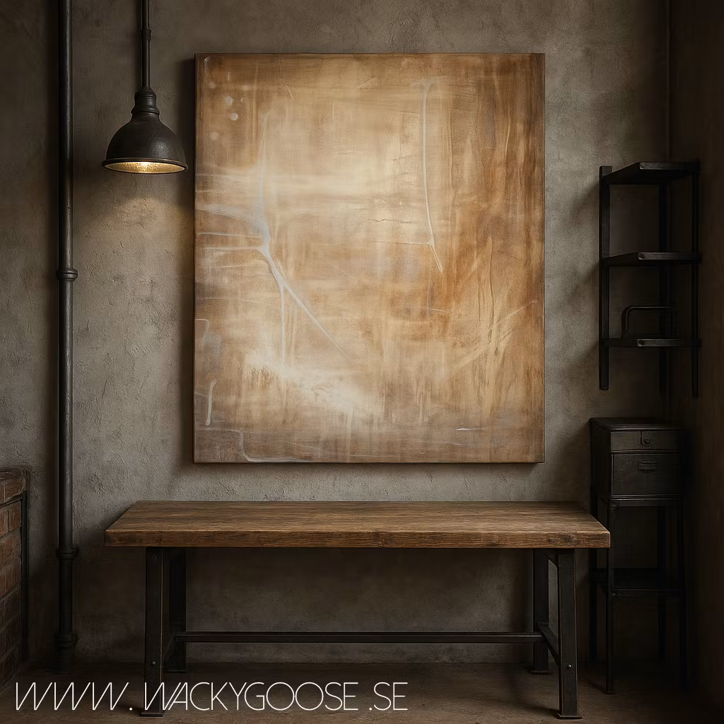 "Golden Fog" - Abstrakt tavla i Domgrått & Guld, 100x80cm