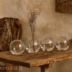 Munblåst vas, 4 bubblor, Klarglas