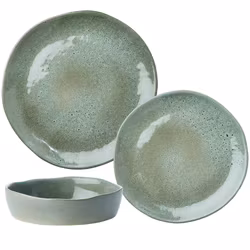 HILMA Servis, 12 delar, Stengods, Grön