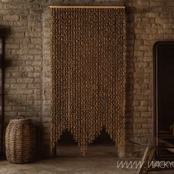 Handgjord gardin av sjögräs, 200x90cm, Natur